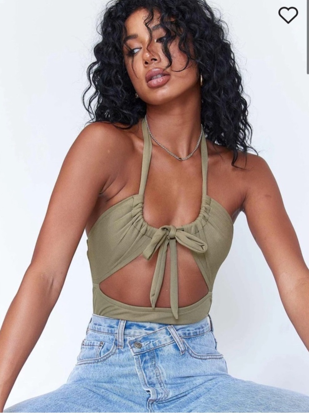 Princess Polly London Bodysuit Tie Front Halter Cut Out